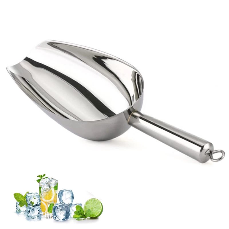 Fuukou Small Metal Ice Scoop for Freezer - Stainless Steel Ice Scoop for Ice Machine,Small Ice Scooper for Ice Bucket,8 Oz Ice Cube Scoops for Freezer Bin,Heavy Duty,Dishwasher Safe - Image 1